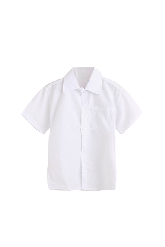 Girls Boys Short Sleeve Button Down Dress Shirts School Uniform Oxford Shirt Size 3-14 Years (180CM/21码, White)