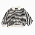 thumbnail image 1 of felwors Girls Boys Striped Collar Long Sleeve Knit Sweater Casual Polo Preppy Shirt Button up Trendy School Pullover Tunic Kids Tops (2-3 Years), 1 of 5