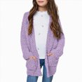 thumbnail image 1 of felwors Girls Cardigan Open Front Popcorn Knit Long Sleeve Sweaters Coat | Oversized, Fuzzy Knit Outwear, with Pockets, Warm Winter Cardigans, 1 of 7