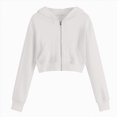 thumbnail image 1 of felwors Girls Cropped Zip Up Hoodie Long Sleeve Sweatshirts for Teen Girls Fashion Fall Fashion Casual Jackets with Pockets (White,13-14 Years), 1 of 5