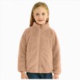 thumbnail image 1 of felwors Girls Fleece Jacket Kids Sherpa Full-Zip Fuzzy Sweatshirt Windproof Coat Ultra Soft Coats Fall Windbreaker Warm, 1 of 6