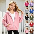 thumbnail image 1 of felwors Girls Lightweight Zip-Up Hoodie for Kids Soft Casual Hooded Sweatshirt (Pink,6-7 Years), 1 of 5
