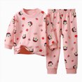 thumbnail image 1 of felwors Girls Pajama Set 2-Piece Long Sleeve Top and Pants Sleepwear Kids Loungewear for Girls (Red,18-24 Months), 1 of 4