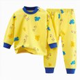 thumbnail image 1 of felwors Girls Pajama Set 2-Piece Long Sleeve Top and Pants Sleepwear Kids Loungewear for Girls (Yellow,5-6 Years), 1 of 4