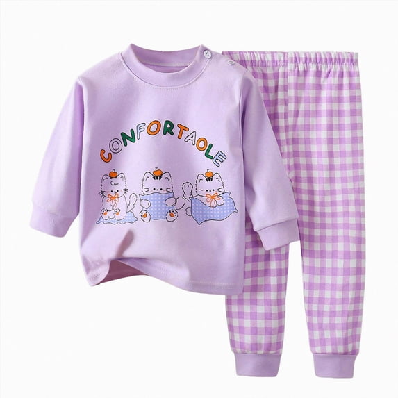 felwors Girls Pajamas Little Kids Pjs Sleepwear Children Clothes Sets (Purple,3-6 Months)