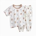 thumbnail image 1 of felwors Girls Short Sleeve Tee and Pants Pajama Set, 2-Piece(Coffee,2-3 Years), 1 of 3