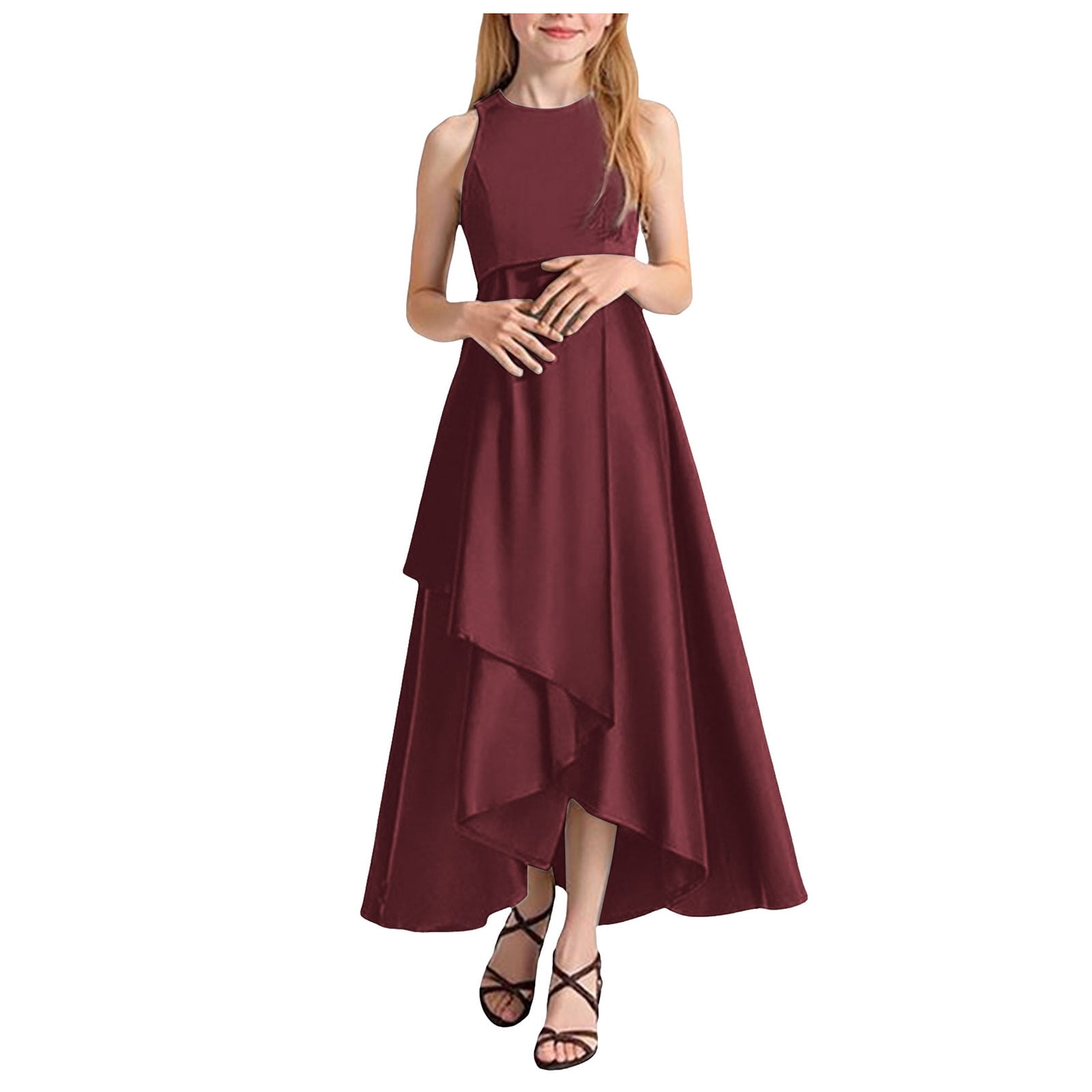 brick bridesmaid dresses Wedtrend Women Brick Red Bridesmaid Dress A Line Spaghetti Straps Long  Wedding Party Dress with Slit – WEDTREND main image 0