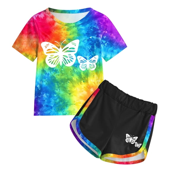 felwors Girls Summer Outfits 2Pcs Kids Clothes Girls Tie Knot Front Tops T-Shirts and Casual Short Sets 4-7Y (3-4 Years,Yellow)