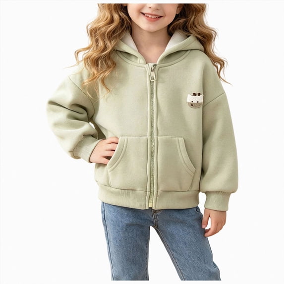 felwors Girls Sweatshirt Sherpa Lined Fleece Zip Up Hoodie | Plush Fuzzy Interior, Full Front Zipper, Cozy Heavyweight Comfort for School, Play, and Cold Days