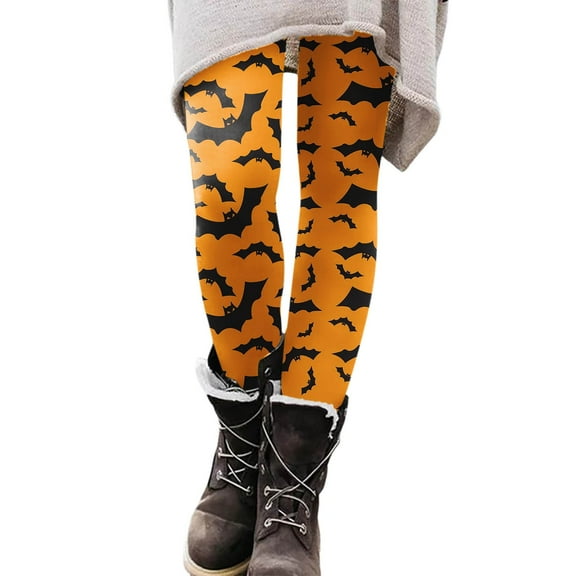 felwors Halloween Leggings for Women High Waisted Athletic Workout Legging Soft Stretch Printed Gym Yoga Pants Reg & Plus Gold, XL