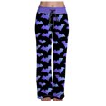 thumbnail image 1 of felwors Halloween Pajama Pants Women Stretch Wide Leg Pj Pants High Waisted Cute Pumpkin Skull Ghost Print Pjs Palazzo Pants Blue, M, 1 of 6