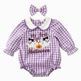 thumbnail image 1 of felwors Hallowween Smocked Baby Girl Clothes Bubble Romper Long Sleeve Pumpkin Vintage Doll Bodysuit Jumpsuit Fall Outfit, 1 of 7