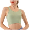 thumbnail image 1 of felwors High Neck Sports Bra for Women Longline Medium Impact Workout Crop Tank Tops Wirefree Padded Yoga Bra Gym (Light Green, L), 1 of 8