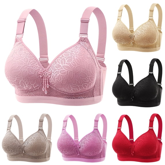 felwors High Support Bras for Women Adjustable Strap Full Coverage Up Bras Comfortable No Underwire Wireless (Black, 36)