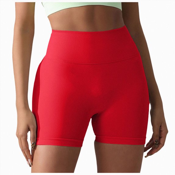 felwors High Waisted Biker Shorts for Women -3'' / 5'' Tummy Control Butt Lifting Gym Workout Athletic Shorts Yoga Pants Red for Size L