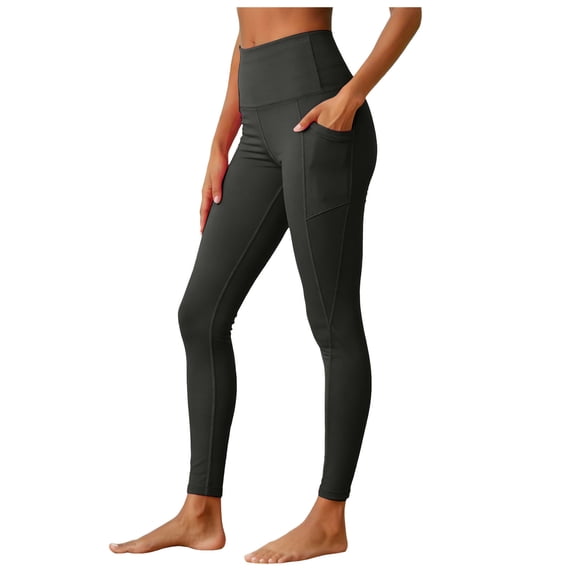 felwors High Waisted Leggings with Pockets Women, Full Length Capri Buttery Soft Stretchy Yoga Pants (Dark Gray, M)