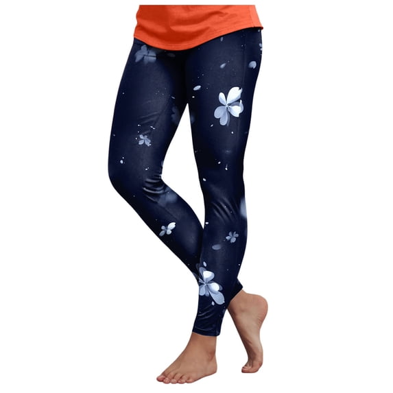 felwors High Waisted Yoga Pants for Workout, Solid Color Tummy Control Running Leggings for Women, Fashion Clubwear Tights Dark Blue for Size XL