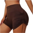 thumbnail image 1 of felwors High Waisted Yoga Shorts Ruched Drawstring Tummy Control Lifting Athletic Running Coffee for Size S, 1 of 5