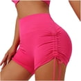 thumbnail image 1 of felwors High Waisted Yoga Shorts Ruched Drawstring Tummy Control Lifting Athletic Running Hot Pink for Size S, 1 of 5