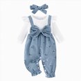 thumbnail image 1 of felwors Infant Baby Girl Fall Outfit Romper Floral Print Fake Two Pieces Patchwork Bow Jumpsuit Newborn Winter Clothes, 1 of 6
