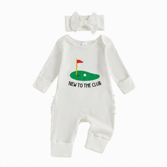 felwors Infant Baby Girl Fall Outfit Sweatshirt Romper Ribbed Letter Print Jumpsuit Long Sleeve Bodysuit Cute Newborn Clothes