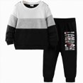 thumbnail image 1 of felwors Kid Toddler Boy Clothes Color Block Sweatshirt and Casual Pants 2Pcs Boys Fall Winter Outfits (Light Gray,3-4 Years), 1 of 4