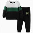 thumbnail image 1 of felwors Kid Toddler Boy Clothes Color Block Sweatshirt and Casual Pants 2Pcs Boys Fall Winter Outfits (Light Green,6-7 Years), 1 of 4