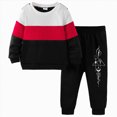 thumbnail image 1 of felwors Kid Toddler Boy Clothes Color Block Sweatshirt and Casual Pants 2Pcs Boys Fall Winter Outfits (Wine,3-4 Years), 1 of 4