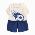 thumbnail image 1 of felwors Kids 2 Piece Waffle Knit Short Sleeve Soccer Print T-Shirt and Shorts Set, Casual Summer Unisex Outfit for Boys and Girls, 1 of 4