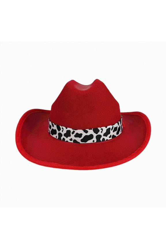 Kids' Cow Western Cowboy Cowgirl Hat Wide Brim Felt Vintage Fedora Strap Costume Outdoor Sun Hat