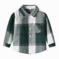 thumbnail image 1 of felwors Kids Little Boys Girls Baby Long Sleeve Button Down Red Plaid Flannel Shirt Plaid Girl Boy (Green,18-24 Months), 1 of 4
