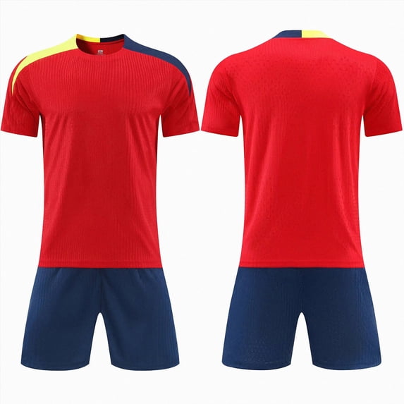 felwors Kids Soccer Jersey Set Training Team Uniform Shirt and Shorts(7-8 Years,Red)