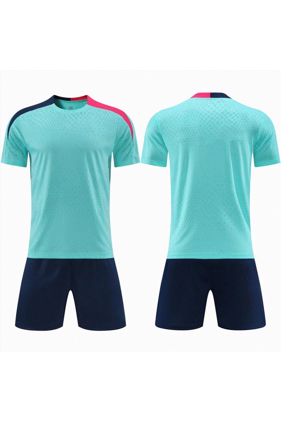 Kids Soccer Jersey Set Training Team Uniform Shirt and Shorts(7-8 Years,Sky Blue)