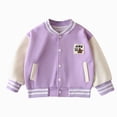 thumbnail image 1 of felwors Kids Varsity Baseball Jacket Colorblock Bomber Coat Unisex Boys Girls School Outwear, 1 of 3