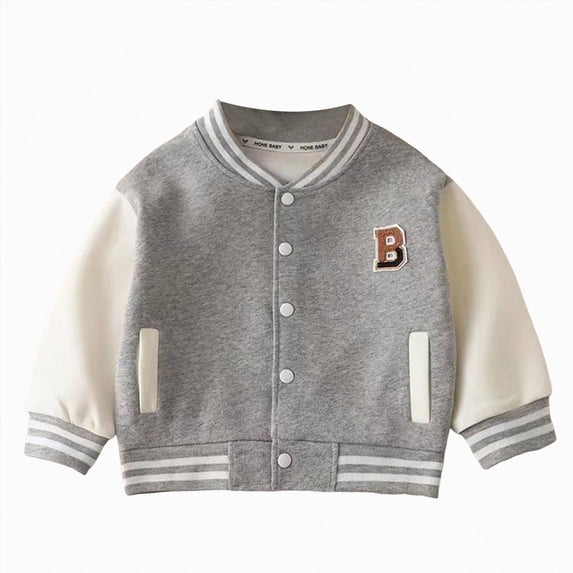 felwors Kids Varsity Baseball Jacket Colorblock Bomber Coat Unisex Boys Girls School Outwear