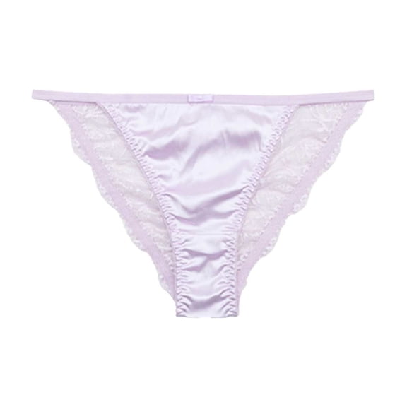 felwors Lace Underwear For Women Sexy Mid Waist Pure Cotton Crotch Breathable Women's Triangle Pants(Light Purple, L)