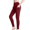 thumbnail image 1 of felwors Leggings with Pockets for Women, High Waisted Buttery Soft Womens Leggings for Gym Yoga Workout (Wine, L), 1 of 4