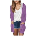 thumbnail image 1 of felwors Long Cardigans Sweaters for Women, 2025 Fall Lightweight Trendy Casual Comfy, Open Front Hooded Cardigans with Pocket Purple, L, 1 of 3