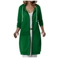 thumbnail image 1 of felwors Long Hoodies for Women Zip Up Double Zipper Fleece Jacket Tunic Sweatshirts Fall Winter Fashion Clothes Light Green, XXL, 1 of 4