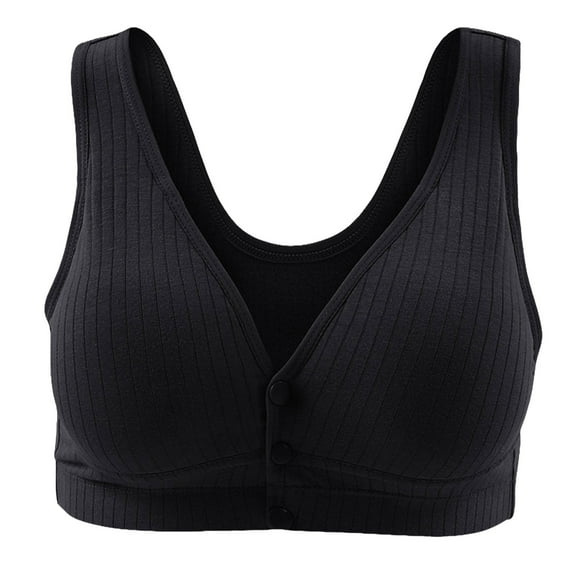 felwors Maternity Nursing Bra for Women Button Front Wireless Bra for Breastfeeding(Black, M)