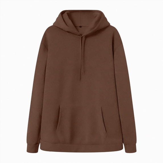 felwors Men's Active Hoodies Fleece Lined Sweatshirts Casual Athletic Workout Pullover With Kangaroo Pocket Brown for Size XXXXL