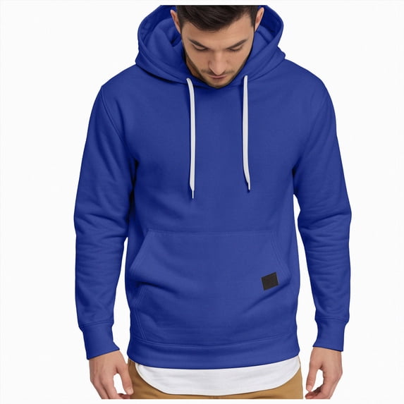 felwors Men's Hoodies Sweatshirts Casual Fleece Pullover Hoodie Pocket Blue for Size XL