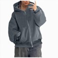 thumbnail image 1 of felwors Men's Oversized Zip Up Hoodie Fleece Sweatshirts with Pockets Long Sleeve Winter Jackets Grey for Size M, 1 of 9