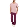 thumbnail image 1 of felwors Men's Scrub Set – Stretch V-Neck Multi-Pocket Mens Medical Uniform Scrubs Top & Cargo Pants (Light Pink, L), 1 of 4