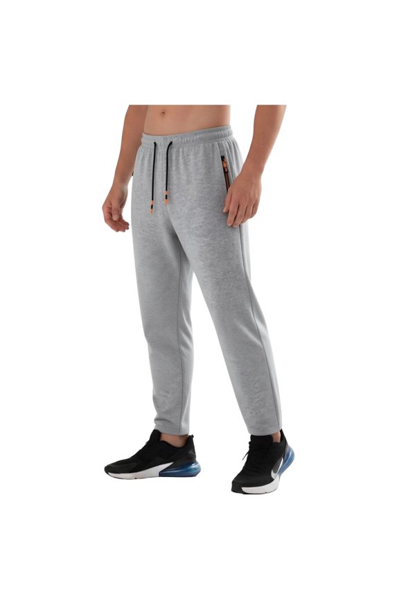 Men's Sweatpants with Zipper Pockets Open Bottom Athletic Pants Jogging Workout Running Training Light Gray for Size XXXL
