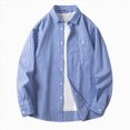 thumbnail image 1 of felwors Mens Striped Trendy Long Sleeve Shirt Lightweight Casual Button Front Shirt Blue for Size M, 1 of 4