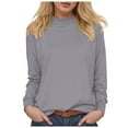 thumbnail image 1 of felwors Mock Neck Tops for Women Long Sleeve Basic Cute Fall Shirts Dressy Casual Lightweight Work Blouse Undershirt Light Gray, M, 1 of 5