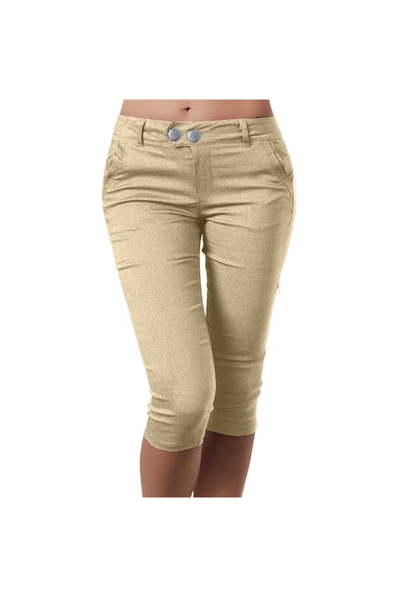 Modern Classic Pull-On Capri Pants for Women â Stretch Waist, Hem, -Resistant Khaki, XL