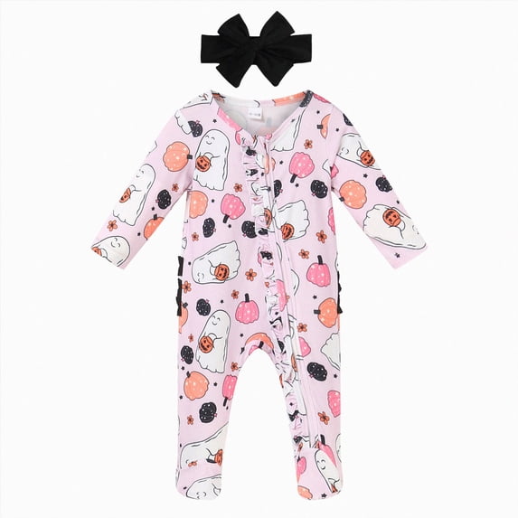 felwors Newborn Baby Girl Clothes Footie Romper Infant Sleeper Outfit | Newborn Baby Girl Sleeper for Daily, Brithday, Halloween, Christmas, New Years, Valentines, St. Patrick's Day, Easter