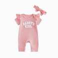thumbnail image 1 of felwors Newborn Baby Girls Summer Clothes Daddy's Girl Embroidery Ruffle Jumpsuit Bubble Romper Bodysuit Shorts Outfits, 1 of 4